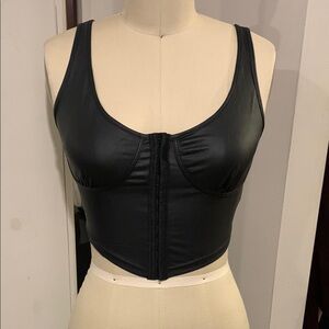 Chic Black Faux Leather Bustier